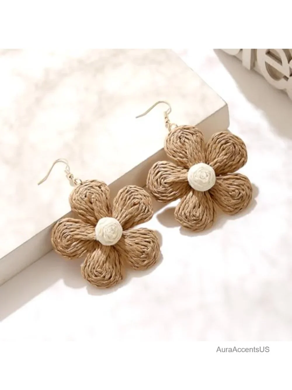 Handmade Raffia Hoop Earrings with Metal Backs Statement Bohemian Straw Dangle